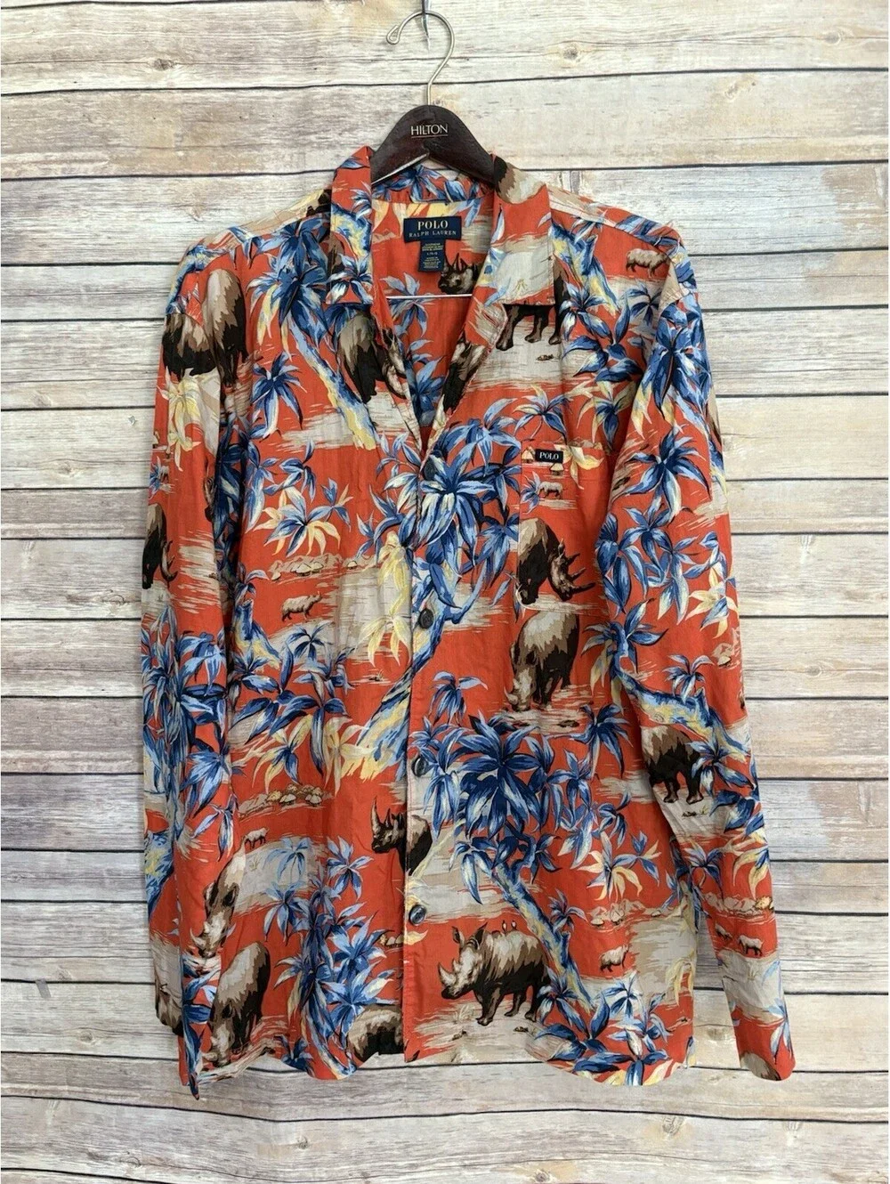 Polo Ralph Lauren Orange Floral & Rhino Graphic 2-Piece Lounge Pajama Set Large
